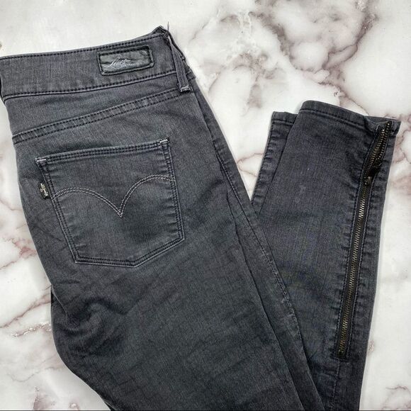 LEVI’S Mid-Rise Black Denim Skinny Jeans with Ankle Zippers - Size 27 - Picture 9 of 11